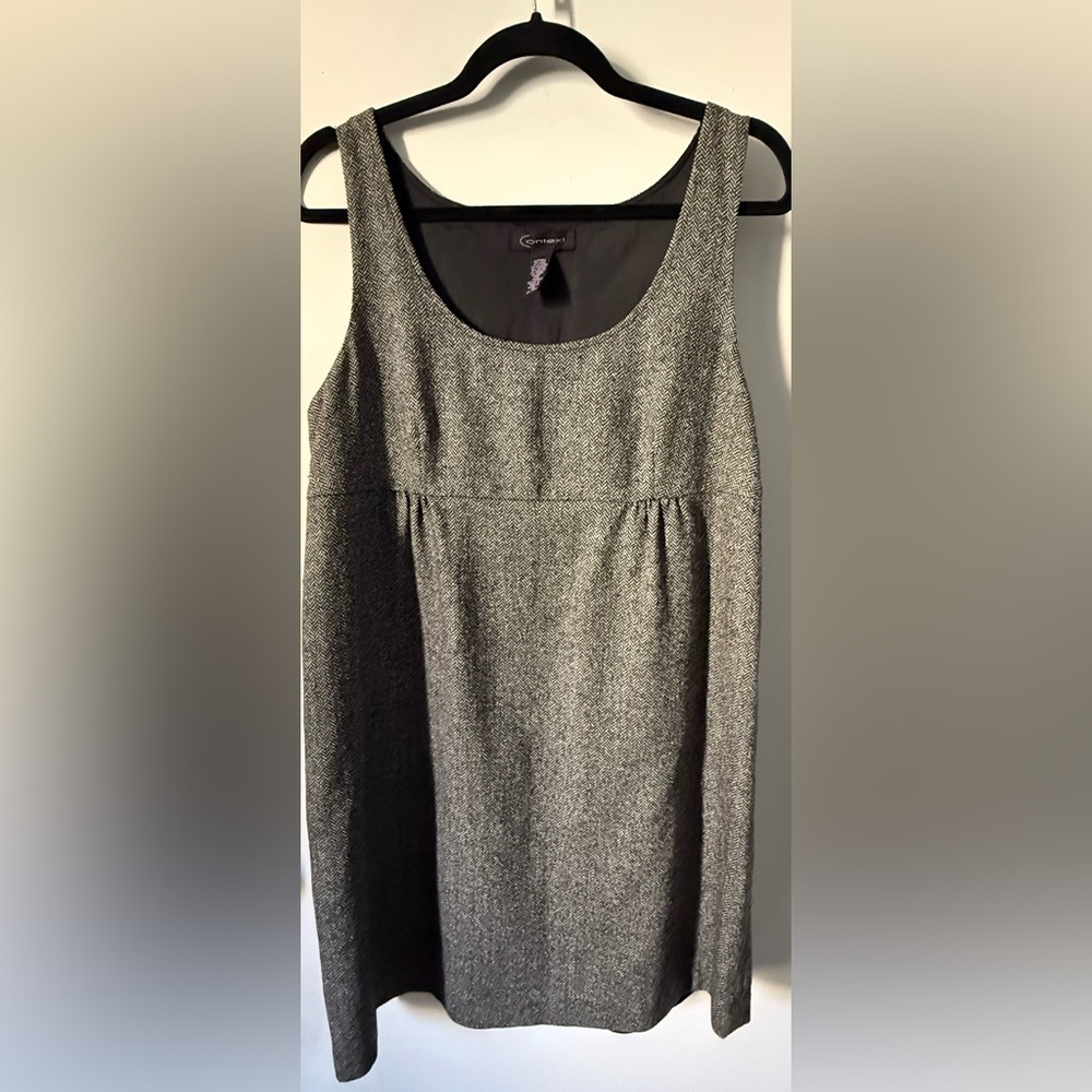 Context Charcoal Sleeveless Midi Dress, Herringbone Sleeveless Shift Dress